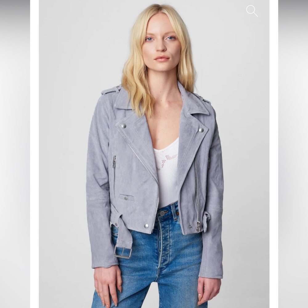 Light Gray Suede Motorcycle Jacket